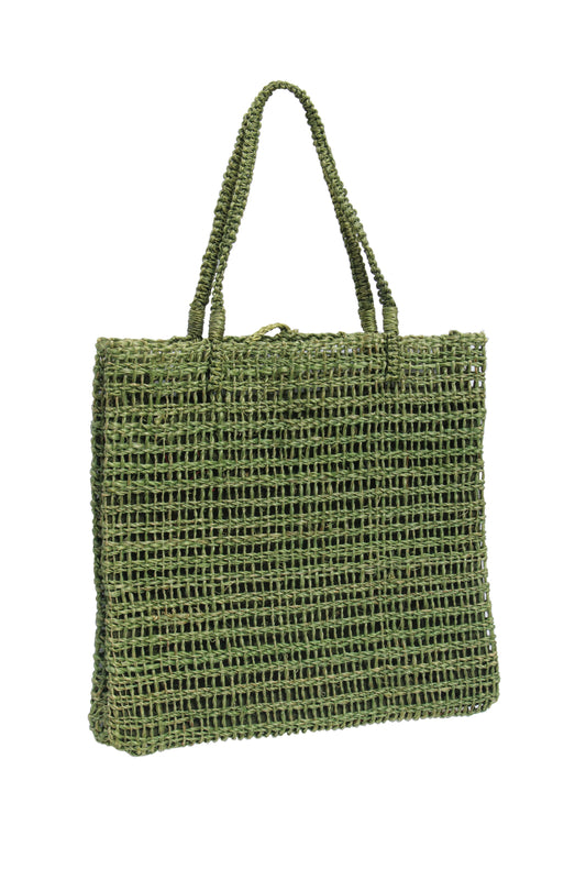 Green weave beach bag